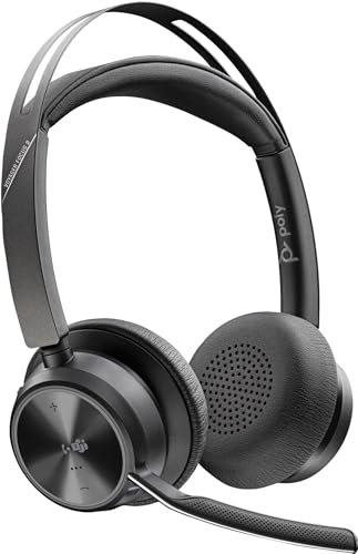 POLY Voyager Focus 2-M USB-C-C Headset USB-C/A Adapter Customer Special 1- Connection via Bluetooth - Noise cancellation; Smart sensor technology; Dynamic mute alert - Black