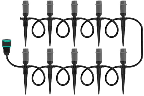 VONROC Système d'irrigation - 3 modes d'arrosage : pulvérisation, goutte à goutte et brumisation - Système modulaire avec tuyau de 15 m, 10 têtes de pulvérisation, 10 supports de tuyau et raccord