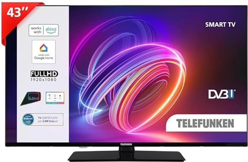 TELEFUNKEN TE43750B45I2K - Smart TV 43 Pollici, Full HD, DVB-T2, Nero (Ricondizionato)