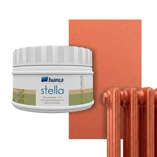 Bianca Stella Heizkörperlack Hitzebeständig Heizungslack, Wasserbasierte, Kupfer, Glänzend, Kratzfest & Hochdeckend, 250ml