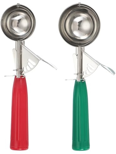 sourcing map 2 Pcs Cookie Scoops, Ice Cream Scoop with Trigger for Baking Cookie Dough Rice Pudding Kitchen Gadget, Red, Green