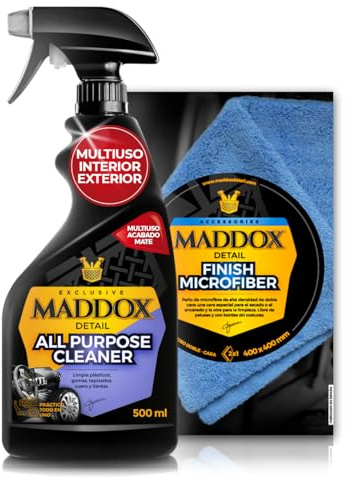 Maddox Detail - Limpiador Multiusos Coche | Limpiador Textil, Salpicadero, Llantas, Carrocería | Elimina Grasa, Polvo y Residuos | All Purpose Cleaner + Finish Microfiber