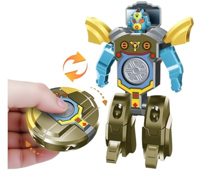 Robot Fidget Spinner Trasformabile 2 In 1 | Giocattolo Sensoriale Antistress, Robotino Mini Trasformabile Per Bambini e Adulti | Giocattolo Hand Spinner Figo Da Viaggio Per Bambini Di 3 Anni (Oro)