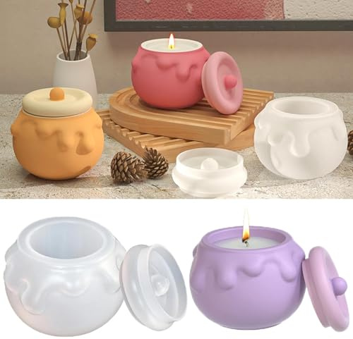 Tcdwla Moldes de Silicona para Velas, 3D Moldes Silicona Manualidades, Forma de Tarro de Miel, Fácil de Desmoldear, DIY Regalos para Navidad, Cumpleaños, Decoración (A)