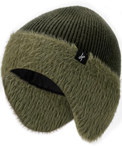 HAMUNI Winter Fleece-Beanie mit Ohrenschützern,Warme Winddichte Strickmütze für Damen & Herren, Ideal für Skifahren, Wandern & Outdoor-Aktivitäten
