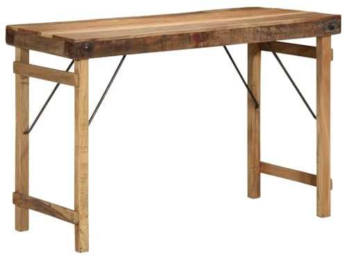 QUAHEAS Esstisch Braun 110x55x76cm, aus recyceltem Massivholz gefertigt, rustikaler Holztisch für Esszimmer, Küche und Apartment, ideal für Familientreffen