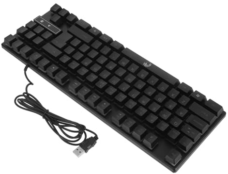 Clavier Mécanique 87 Touches Abs Noir, Rétroéclairé pour Jeu et Bureau | Touches Lumineuses Format Compact Multicolores , Design Ergonomique Usage Gaming et Saisie Informatique