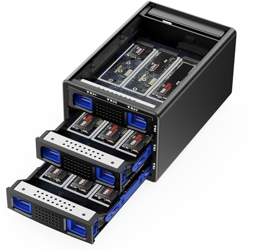 CENMATE 3 x 3 M/B+M-nyckel M.2 NVMe-hölje med kylfläkt och USB A/C 3.2 Gen 2 (10 Gbps), hårddiskhölje stöder 72 TB(3 x 3 x 8 TB 2230/2242/2260/2280/22110 SSDs)