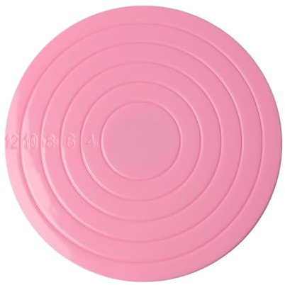 FONGKNOX Cake Turn Table Pink Cookie Decorating Turntable Mini Rotating Decorating Stand 360 Degree Revolving Cake Base for Family Kitchens DIY