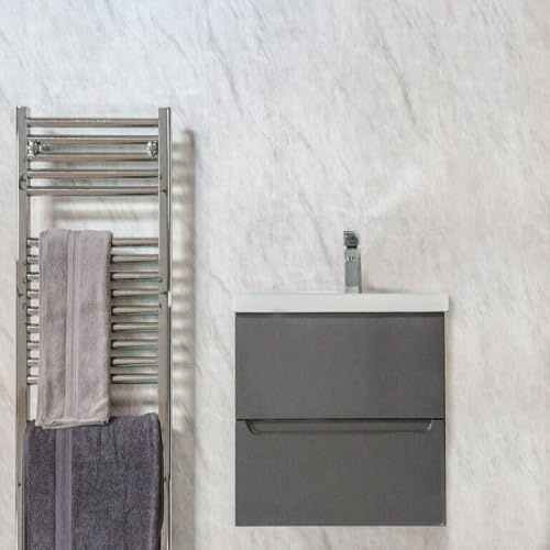 Grey Marble Shower Wall Panels 1200mm x 2400mm x 10mm, Easy to Install 100% Waterproof & Heat Resistant PVC Wet Wall Panels