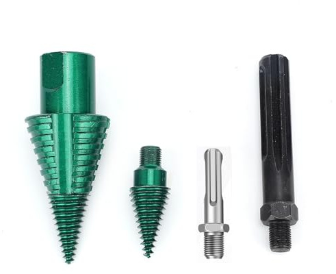 Depisuta Firewood Log Splitter Drill Bit Set, Heavy Duty Steel Wood Splitting Screw Cone Detachable Design Electric Drills Screw Cone Driver Tools for Round Square Hex 32mm