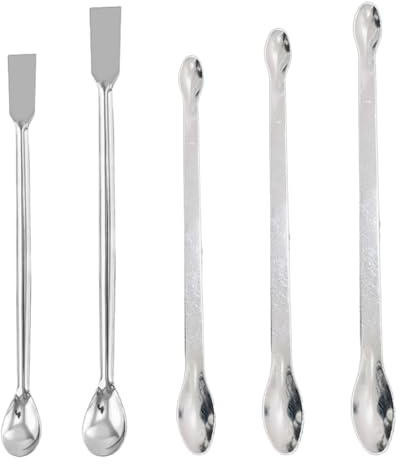YUVKIN Juego de espátulas de laboratorio, 5 piezas de acero inoxidable, química, cuchara espátula laboratorio, Micro Cuchara de Muestreo, espátula para laboratorio (cuchara de muestreo larga)