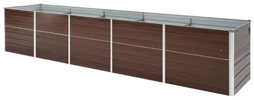 Trädgårdsbädd av galvaniserat stål 400 x 80 x 45 cm brun – hållbar och väderbeständig – perfekt för grönsaksodling och örtträdgård
