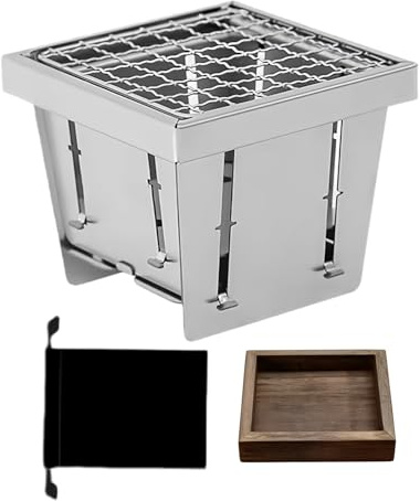 Portable Charcoal BBQ Grill Folding Oven Stainless Steel Portable Charcoal BBQ Grill for Hiking Garden Outdoor Party