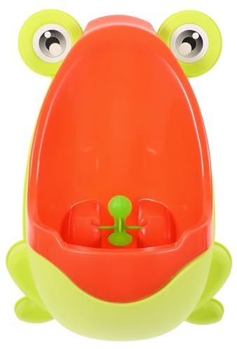 PAMINGONO Urinario Infantil de Pie Forma de Rana, Entrenamiento para Ir al Baño para Pequeños, Diseño Desmontable Prueba de Derrames, Color Naranja, Fácil Limpieza para Uso en Casa