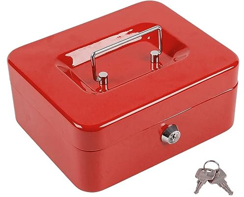 Ashley - Metal Cash Box - 20.5cm - Red