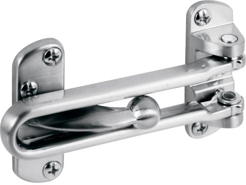 Prime-Line U 10308 Diecast Security Swing Bar Lock for Hinged Swing-In Doors, 3-7/8 Inch Bar Length by 2-1/2 Inch Height, Satin Nickel (1 Set)