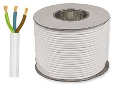 10 Meters of White 1.5mm 15 Amp 3183Y 3 Core Flexible Cable
