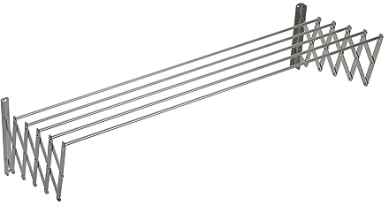 Ausziehbarer Wäscheaufhänger mit Haltestreifen und 5 Stäben aus Aluminium von 100 cm Länge