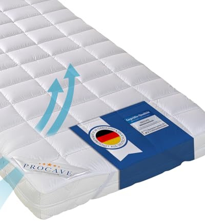 PROCAVE® Matratzenschoner 180x220 cm Topper | Matratzenauflage mit 4 Eckgummis | Atmungsaktive Matratzentopper & Matratzenauflage | Anti Milben Matratzenbezug | Mattress Topper Made in Germany