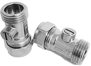 Pipestation 15mm Isolation Valve (2 Pack) - Isolation Valve 15mm x 1/2 - Bolofix Male Iron Flat Faced Isolator Valves for Tap Connector Flexi Pipes for Hot and Cold Water Systems - Easy Installation