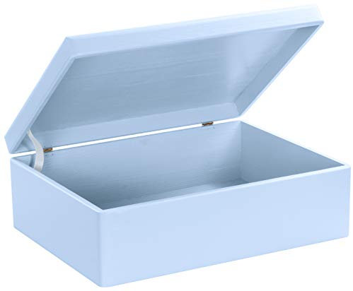 LAUBLUST Große Holzkiste mit Deckel - Allzweck-Kiste aus Holz - Aufbewahrungskiste | Spielzeug-Truhe - Geschenk-Verpackung | Deko-Kasten zum Basteln FSC® (Blau, ca. 40 x 30 x 14 cm | L)