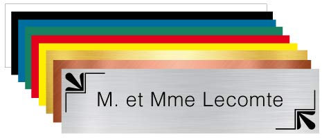 Plaque Personnalisable Gravée Pour Boîte Aux Lettres Avec Votre Nom et Prénom - Dimensions 10 x 2,5 Cm - Aspect Argent Brossé Avec Écriture Noir