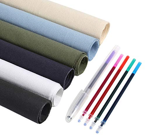 Caydo 6 Colori Tessuto per Ricamo, tra cui 6 Colori Ricamo Cotone, 5 Colori Penne solubili in Acqua per Ricamo Progetti e Decorazione, 30 x 30 cm