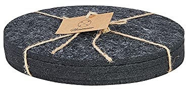 Hansmeier Sottobicchieri e tappetini rotondi in feltro | grigio scuro | set di 4 | 20 cm di diametro | pratico ed elegante come sottobicchiere per pentole, bicchieri, ciotole e vasi | lavabile