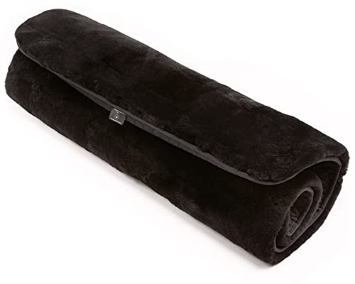 WERNER CHRIST lammskinn hundfilt hundmatta/hundmatta gjord av äkta fårskinn, den perfekta sovplatsen för din hund, storlek 50 x 80 cm i brun