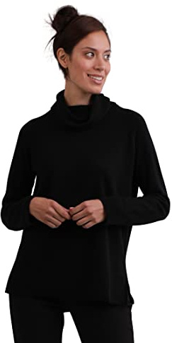 CASH-MERE.CH 100 % kashmir damtröja | tröja polotröja 2-trådig, svart, XL