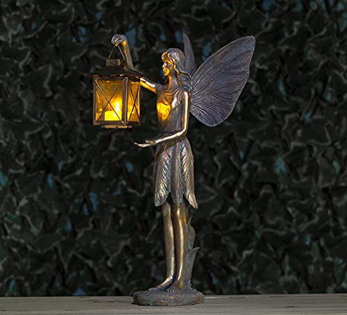 garden mile Lampada a forma di angelo alato, grande lanterna a LED da giardino, statua di angelo, scultura per interni ed esterni, stile decorativo per interni, giardino o patio