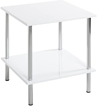 HAKU Möbel Beistelltisch Chrom, weiß, MDF, Metall - Maße: B 39 cm x H 45 cm x T 39 cm, Style: Modern