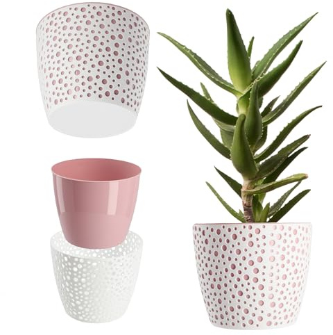 KADAX Blumentopf aus Kunststoff, ⌀ 11 – 21 cm, 5 Farben, einfacher Topf, robuster Pflanztopf, Pflanzkübel, runder Blumentopfschutz für Farn (⌀ 21cm, Rosa)