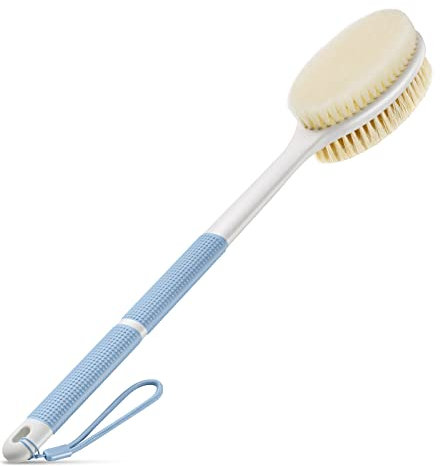 Back Scrubber Anti Slip for Shower,Back Brush Long Handle with Stiff and Soft Bristles,Body Exfoliator for Bath or Dry Brush