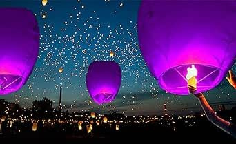 A Liittle Tree- 9PCs Eco-Friendly Chinese Sky Lanterns Birthday Wedding Bonfire Night Christmas New Year Party Celebrations (Purple)