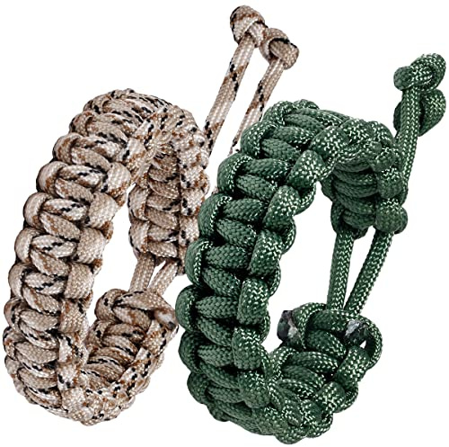 Jewboo Paracord Survival-Armbänder, geflochtenes Paracord-Seil, handgefertigt, für Paare, Männer, Frauen, verstellbare Größe (2 Stück), Einstellbar, Polypropylen, Kein Edelstein