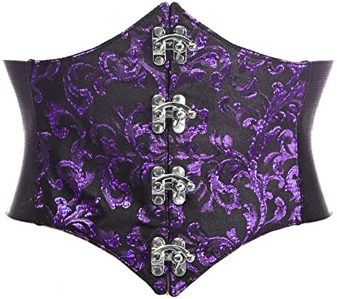 Daisy Corsets Damen Lavish Black Purple Swirl Brokat Gürtel Cincher W/Schnallen Korsett, Schwarz/Violett, 2X