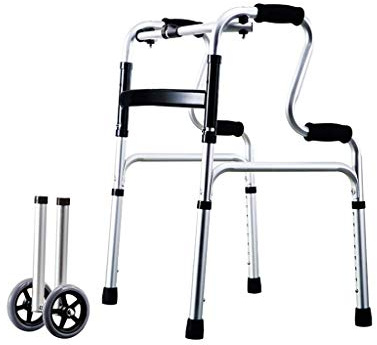 YAsao Gehgestell, leichtes, zusammenklappbares Gehgestell, Aluminium, höhenverstellbar, Gehgestell mit Rädern und Sitz, Gehhilfe, Gehhilfe (Gehgestell + Räder)