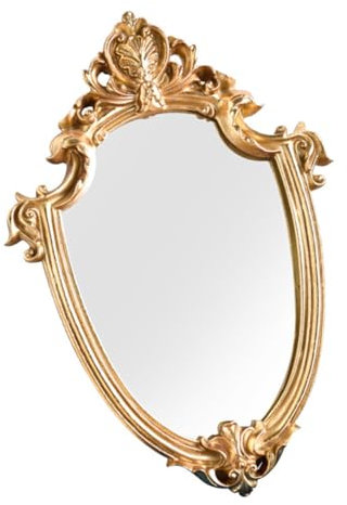 PRETYZOOM Vintage Wandspiegel und Glas Gold Schminkspiegel Kunstharz