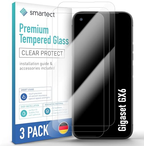 smartect Schutzglas 3 Stück für Gigaset GX6 | HD Panzerfolie Anti-Kratzer, Displayschutz 0.3 mm Ultra-klar, 9H Härte, Stoßfest, Blasenfrei