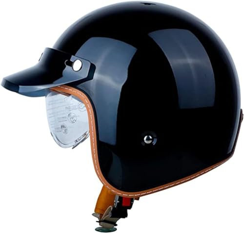 Caschi Cromwell Casco Da Moto, Casco Moto Jet Omologato DOT/ECE, Moto Mezzo Casco Retrò Con Fibbia A Sgancio Rapido Regolabile, Caschi Jet Per Cruiser Chopper 2,XXL=63-64CM