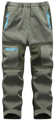 Yenwits Kinder Softshellhose gefüttert Skihose wasserdicht Thermohose Wanderhose Trekkinghose Schneehose Winter Outdoorhose Cargohose für Jungen und Mädchen
