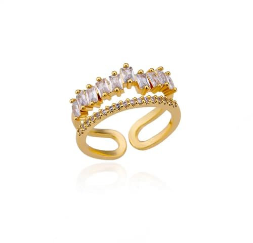 Lehourmast Ring Ringe Damen Bijouterie Herren Doppelringe Für Damen, Offen, Gold