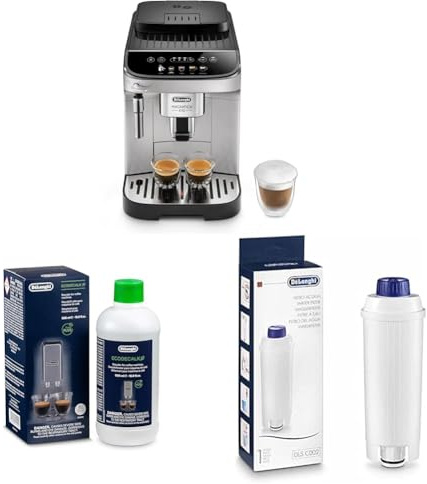De'Longhi Magnifica Evo ECAM 292.33.SB Kaffeevollautomat mit Milchaufschäumdüse + Original EcoDecalk DLSC 500 Entkalker Wasserfilter DLSC002