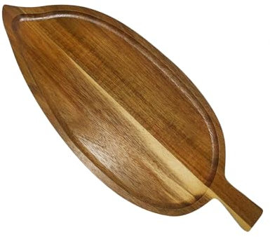 ZHU YU CHUN Holztablett für Nachmittagstee, Snack, Sushi-Tablett, Blattform, kleine Käseplatte, Obst, Wurst, Dessert, Vorspeisenteller (Blatt), 40 x 17 cm, 1 Stück