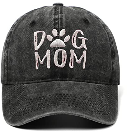BABAHU Bestickte Baseballkappe für Damen, Motiv: Hund, Mama, Papa, verstellbar, Denim-Baseballkappe