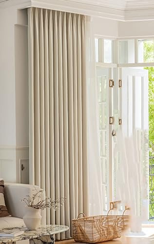 Bishilin Gardinen Blickdicht 2er Set 107x183CM, Verdunklungsvorhänge mit Ösen Modern Einfach Polyester Baumwolle Vorhänge Beige Schlafzimmer Kinderzimmer Jugendzimmer