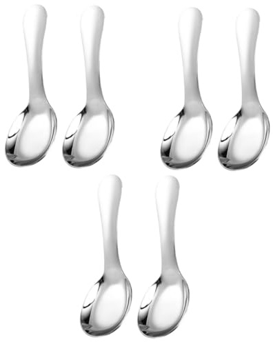 Alipis 6 Piezas cuchara para niños de acero inoxidable cucharas soperas Cucharas de porridge y arroz cubiertos para niños cocinar de sopa para servir acero inoxidable