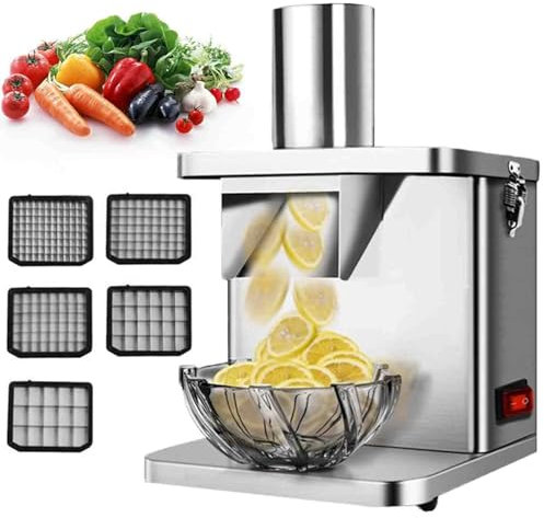 Cortadora de verduras comercial Cortadora de verduras eléctrica Trituradora automática Patata Cebolla Zanahoria Máquina de cubos Picadora de verduras con cuchillas para dados filamentoso rebanada